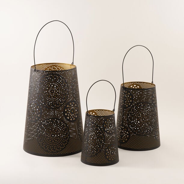 Homez Zahra Collection Lantern, Black & Gold, 17.7*17.7*22.8 Cm image number 3