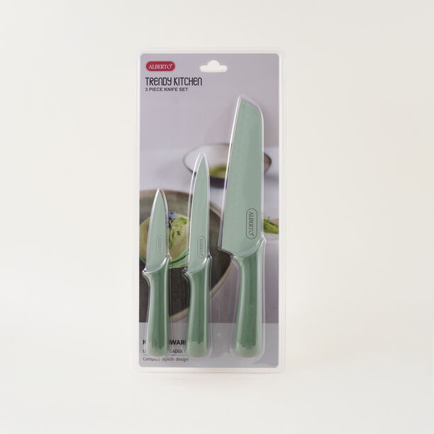 Alberto Stainless Steel Knife Set Green 17.3*2.7*37 Cm image number 0