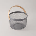 البرتو سلة فواكه معدنية بمقبض، رمادي 27.8*27*18 سم image number 0