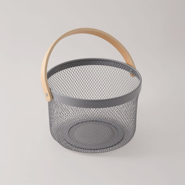البرتو سلة فواكه معدنية بمقبض، رمادي 27.8*27*18 سم image number 0