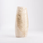 Off white flower vase with gold leaf 17 cm image number 1