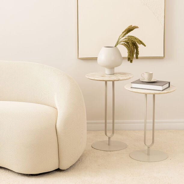 Homez arch side table marble, off white 40*40*60 cm image number 2