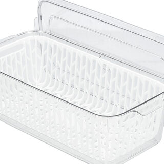 Alberto transparent acrylic fridge container with lid & inner basket 4L