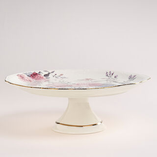 La Mesa beige porcelain 2 tiered cake stand