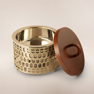 La Mesa Stainless Steel Food Warmer 5L With Wooden Lid, Silver