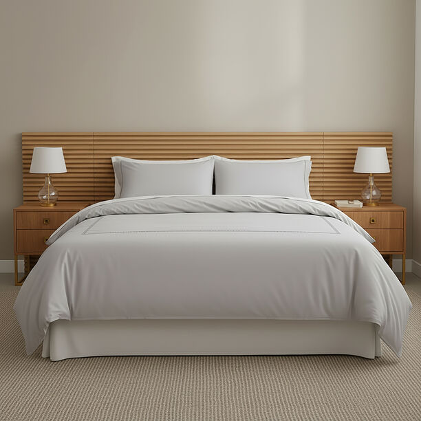 Boutique Blanche Ladder Lace Duvet Cover Set 100% Cotton 300Tc Light Grey 240*200 Cm image number 0