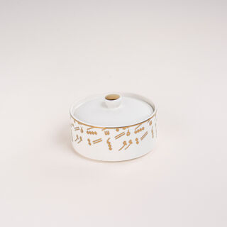 La Mesa white porcelain date bowl with lid 13*9 cm