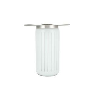 Side Table White Glass Basegold Brass Top 48 *56 cm