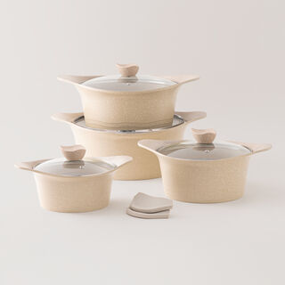 Alberto almuinum 8pcs cookware set, cream