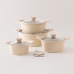 Alberto almuinum 8pcs cookware set, cream image number 0