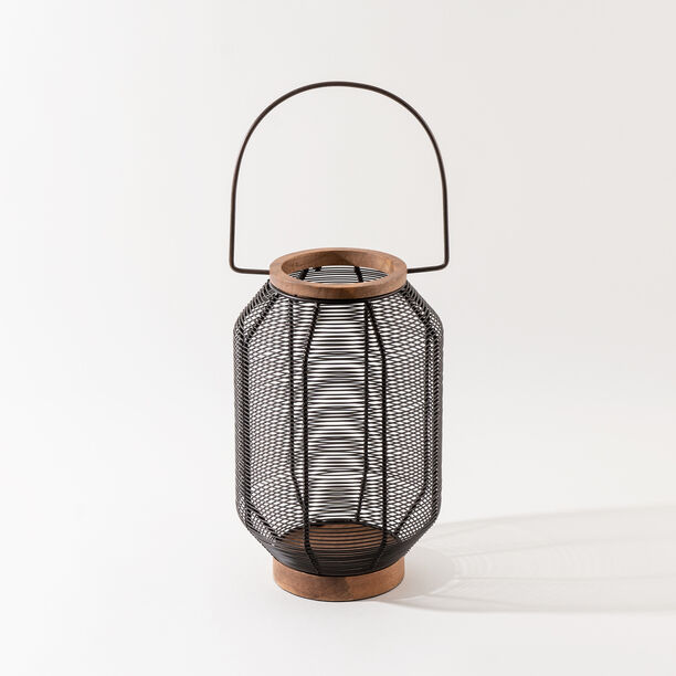 "Homez cage lantern black metal and wood 20*20*30cm image number 1