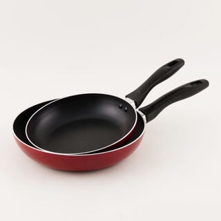 Pentola 2pcs aluminum non stick frying pans set, red 22cm, 26cm