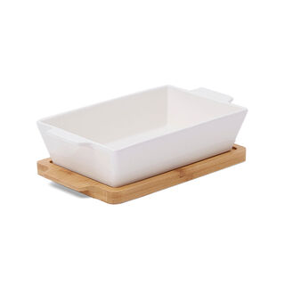 La Mesa Oven/Serving Rectangle Plate With Bamboo
