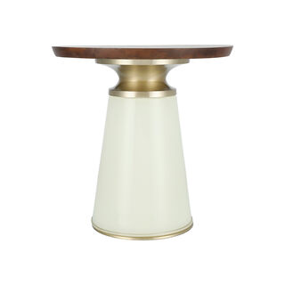 Side Table White Glass Base White Gold Brass Top 46*46 cm