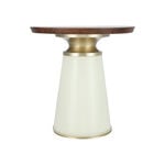 Side Table White Glass Base White Gold Brass Top 46*46 cm image number 1