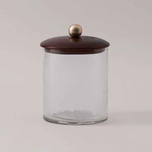 هومز برطمان زجاجي وغطاء خشب بتصميم أسطواني 10*10*12سم image number 0