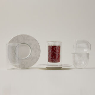 Dallaty white porcelain and glass Tea and coffee cups set 18 pcs