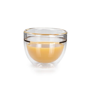 6 Pcs Double Wall Cawa Glass Cup Calligraphy Design Gold
