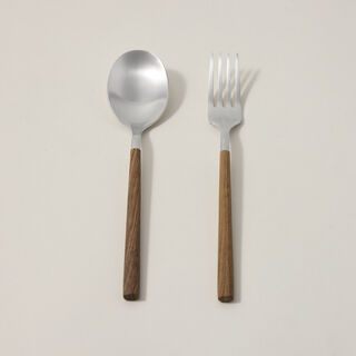 La Mesa 18 pcs cutlery set with wooden handle, silver