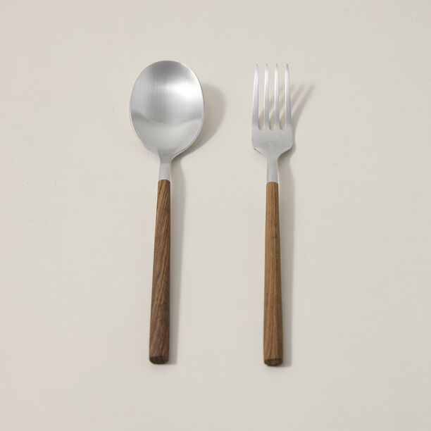 La Mesa 18 pcs cutlery set with wooden handle, silver image number 1