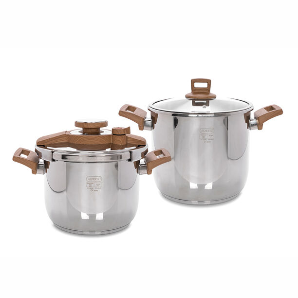 Alberto Pressure Cookers Set 2 Pieces With Wooden Handles image number 0