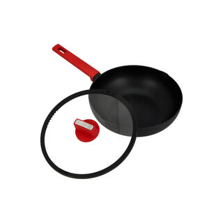 Deep Fry Pan with Glass Lid & Soft Touch Handle