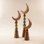 Homez Wooden Ramadan Crescent Moon With Multicolor Spherical Base 51*15*7.5Cm image number 2