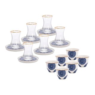 La Mesa Frills Tea And Coffee Set 18 Pieces Dark Blue