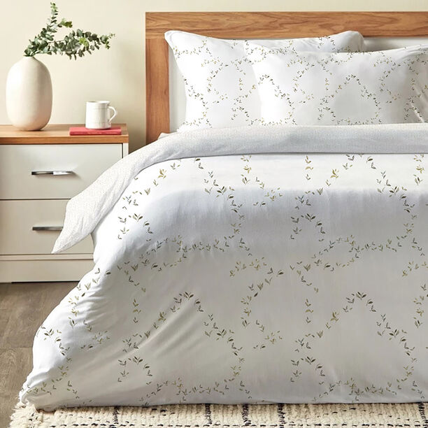 Cottage off white leaf print comforter set queen size with 3 pieces image number 1