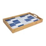 Alberto Bamboo Bed Tray With Blue Printed Pattren image number 1