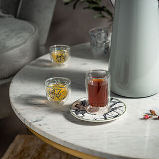Dallaty white porcelain and glass Tea and coffee cups set 18 pcs