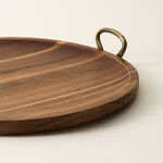 Dallaty wood round tray with steel handel 50.6*45.7*7cm image number 3