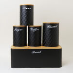 Alberto 5pcs iron storage box set with bamboo lids, black image number 0