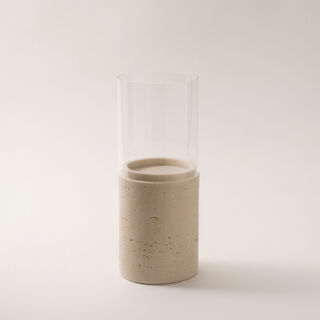 Homez resin candle holder travertine collection 10*10*25cm