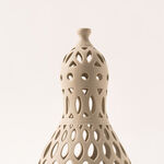 Homez beige ceramic candle holder 15.4*15.4*33 cm image number 1