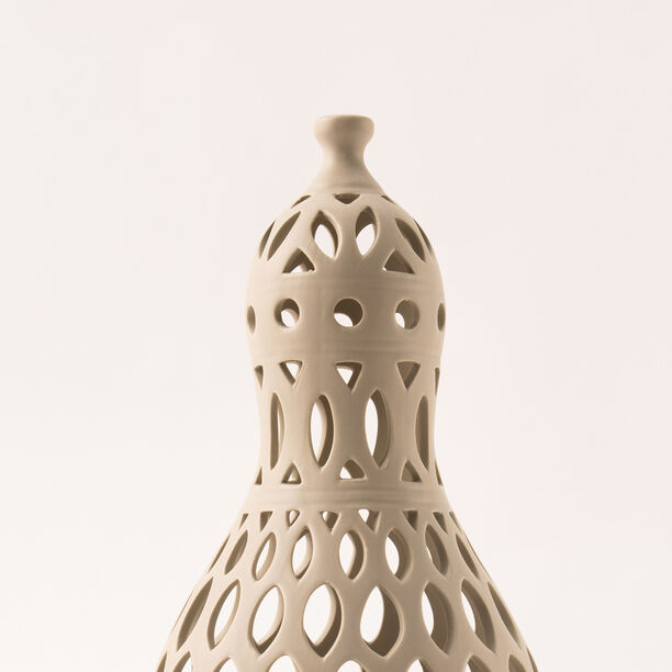 Homez beige ceramic candle holder 15.4*15.4*33 cm image number 1