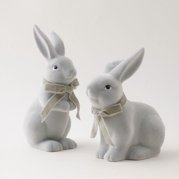 Homez Resin Flocked Rabbit With Ribbon, Grey 14.5*9.5*25 Cm image number 5