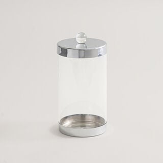 Alberto glass and metal canister, silver 11.3*11.3*23.5cm