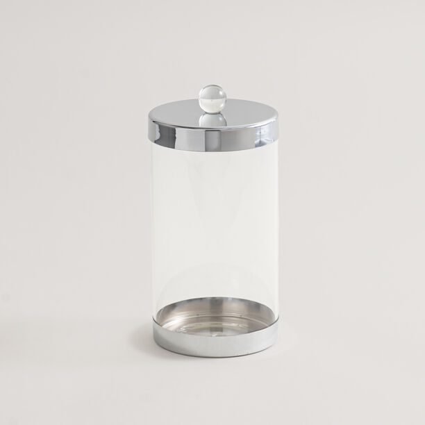Alberto glass and metal canister, silver 11.3*11.3*23.5cm image number 0