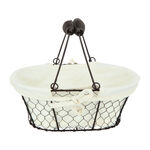 Alberto Metal Oval Bread Basket With Handle Coffee Color image number 1