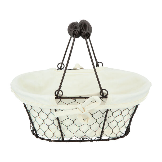 Alberto Metal Oval Bread Basket With Handle Coffee Color image number 1