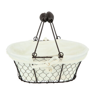 Alberto Metal Oval Bread Basket With Handle Coffee Color