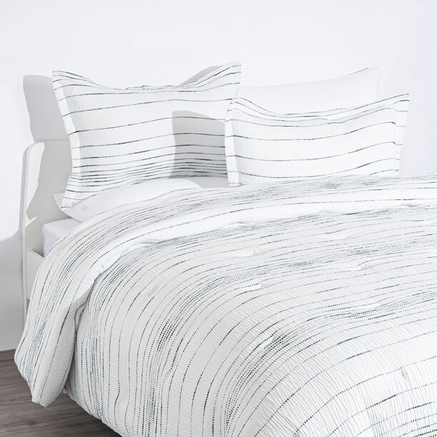 Cottage 6pcs stripes white queen comforter set, 200*240cm image number 0