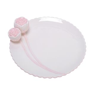 Dolomite Cake Stand With Flower Pink