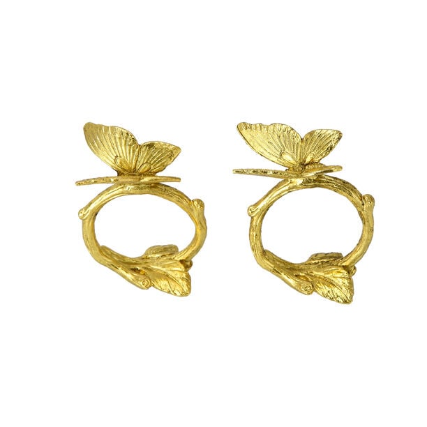La Mesa Napkin Ring 2 Pieces Set Alloy Gold Butterfly image number 0