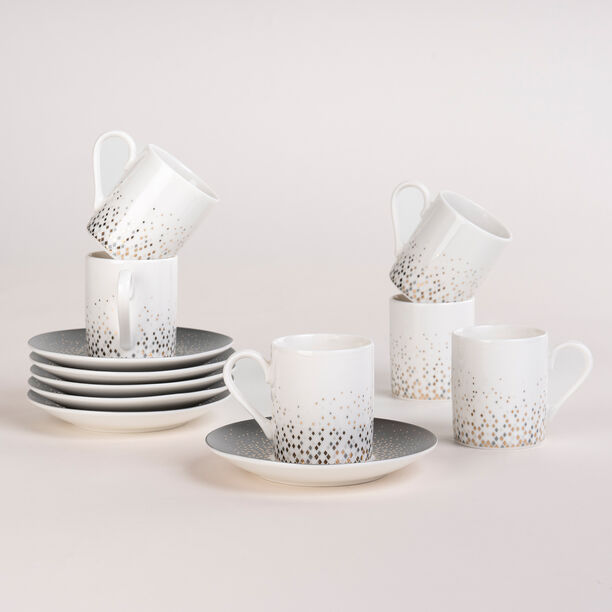 Dallaty grey and white porcelain Turkish coffee cups set 12 pcs image number 4