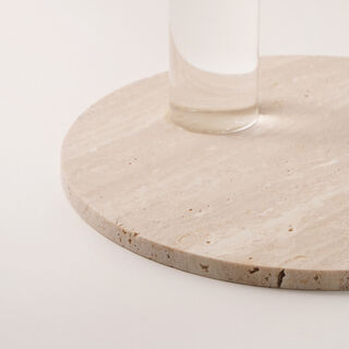 La Mesa 2 tier stand with travertine stone base and acrylic plates dia 24cm,18cm