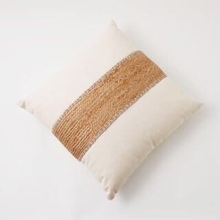 Boutique Blanche cotton cushion with thread embroidery 45*45*15cm, brown