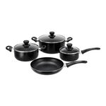 Cookware Non Stick Set 7 Pieces With Glass Lid Black image number 2