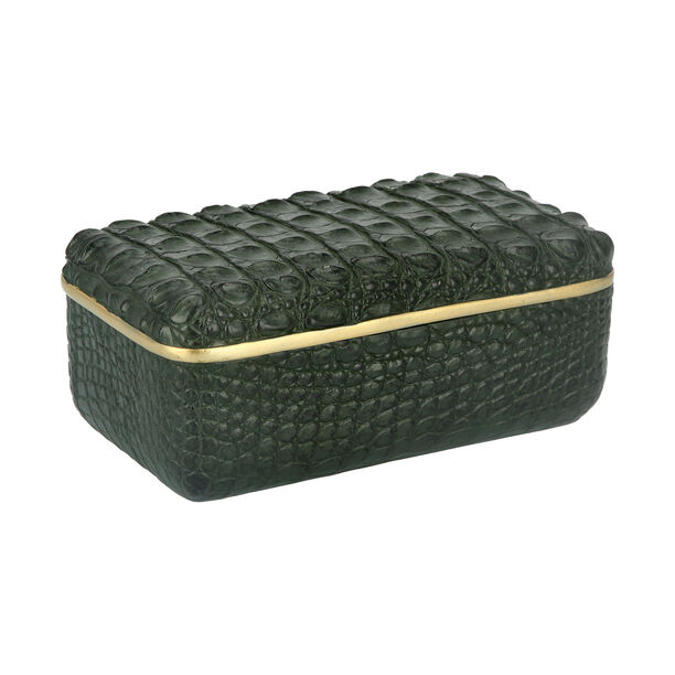 Faux Croc Skin Texture Decorative Box Green 24.3*13*10 Cm image number 0